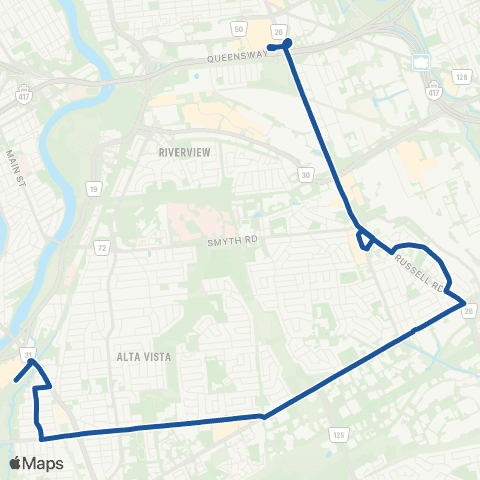 OC Transpo St-Laurent <​> Billings Bridge map