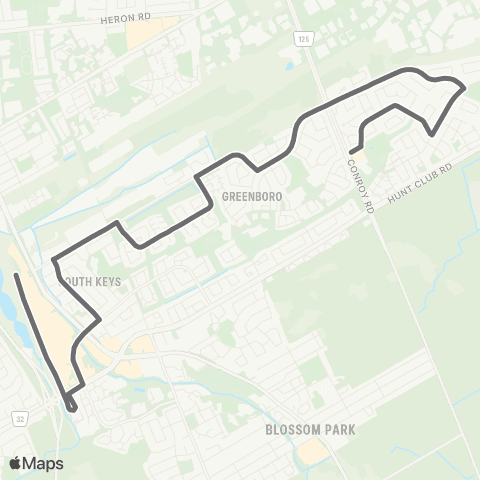 OC Transpo Karsh <​> Greenboro map