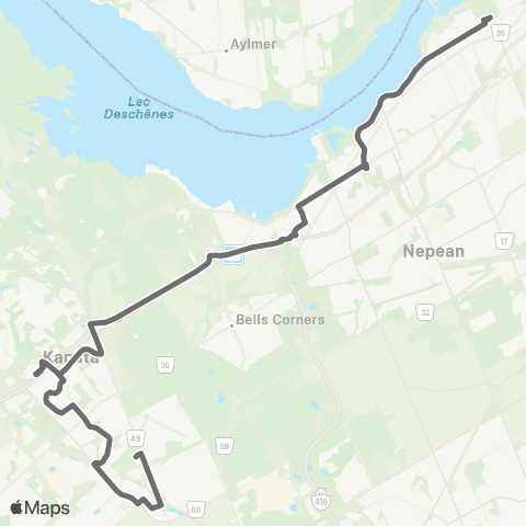 OC Transpo Cope <​> Terry Fox / Tunney's Pasture map