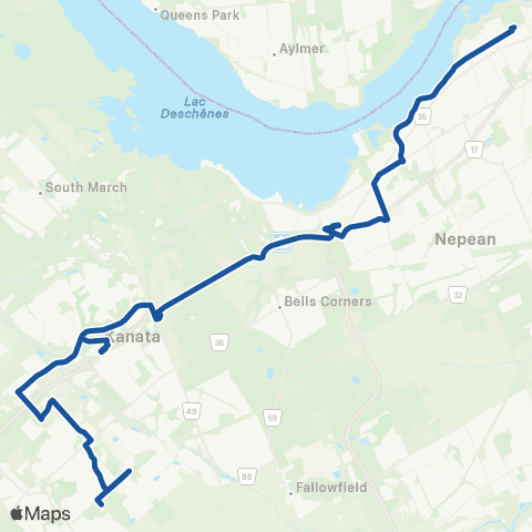 OC Transpo Tunney's Pasture <​> Stittsville map