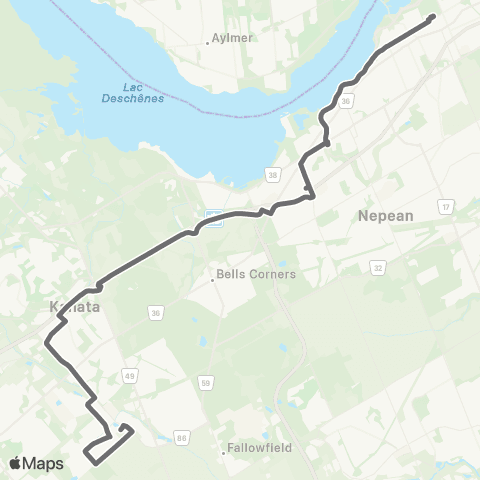 OC Transpo Terry Fox / Tunney's Pasture <​> Cope map