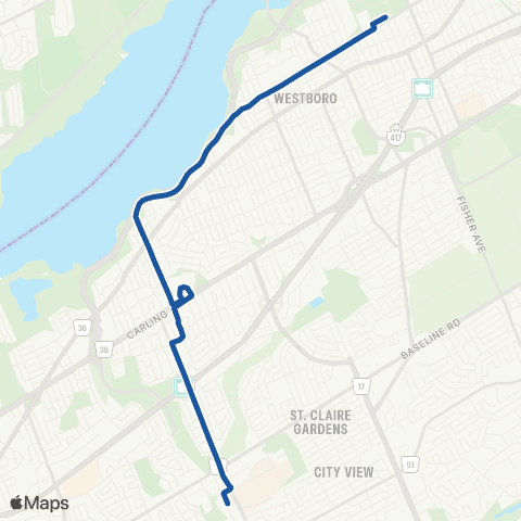 OC Transpo Tunney's Pasture <​> Baseline map