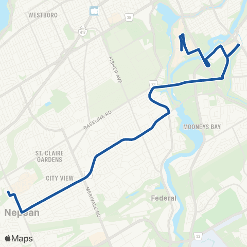 OC Transpo Billings Bridge / Carleton <​> Baseline map