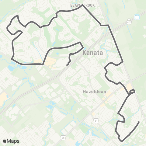 OC Transpo Hazeldean <​> Terry Fox map