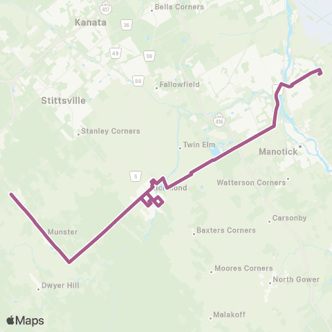 OC Transpo Limebank <​> Richmond / Munster map
