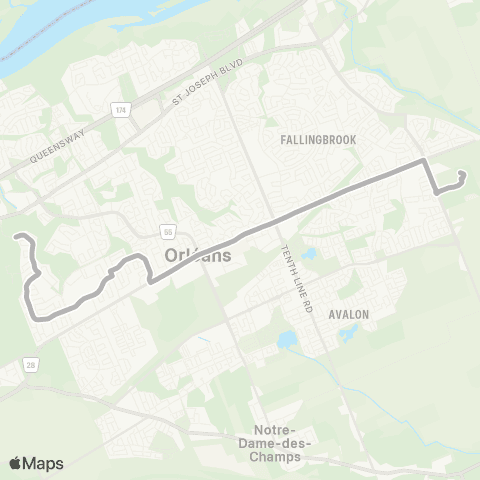 OC Transpo Gisele Lalonde <​> Orléans map