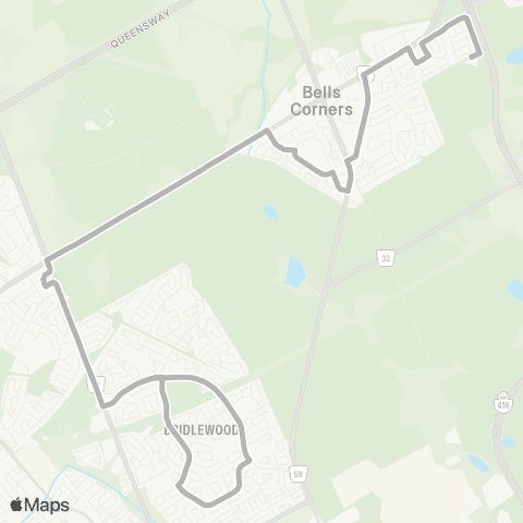 OC Transpo Bell H.S <​> Bridlewood map