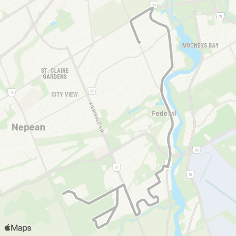 OC Transpo St. Pius <​> Nepean South ~ Nepean Sud map