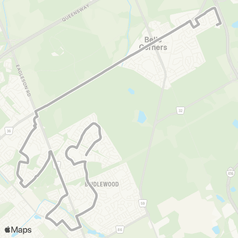 OC Transpo Bell H.S <​> Kanata map