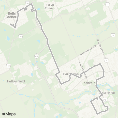 OC Transpo Bell H.S / Franco-Ouest <​> Cambrian map