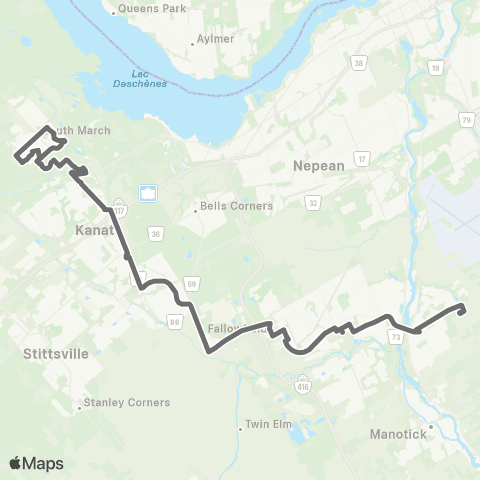 OC Transpo Innovation / Briarbrook <​> Limebank & Greenboro map