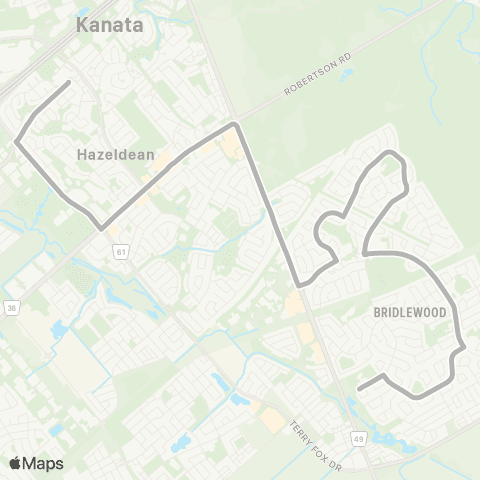 OC Transpo Holy Trinity H.S <​> Bridlewood map