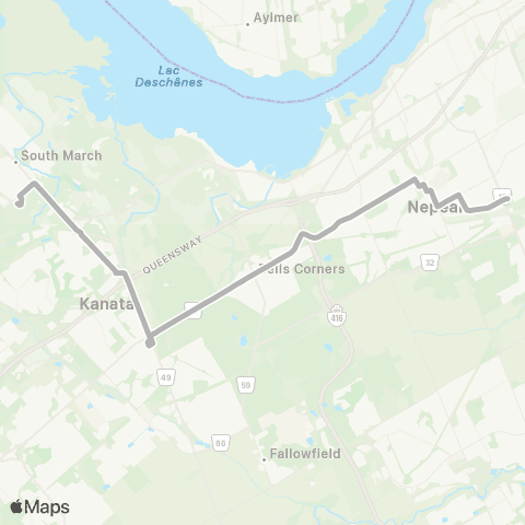 OC Transpo Merivale H.S <​> Terry Fox map