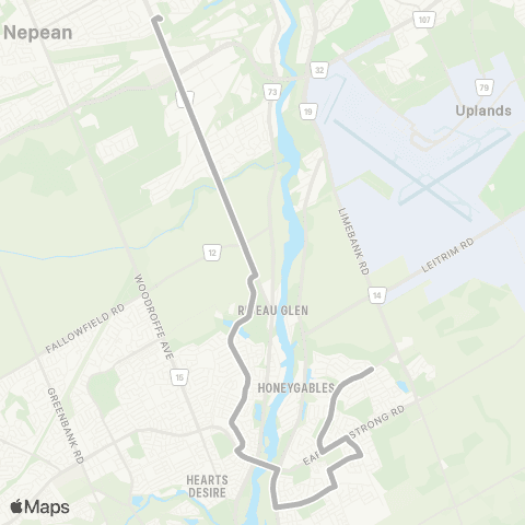 OC Transpo Merivale H.S <​> Riverside S ~ Riverside Sud map