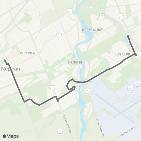 OC Transpo Baseline <​> Greenboro map