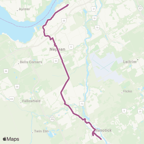 OC Transpo Tunney's Pasture <​> Manotick map