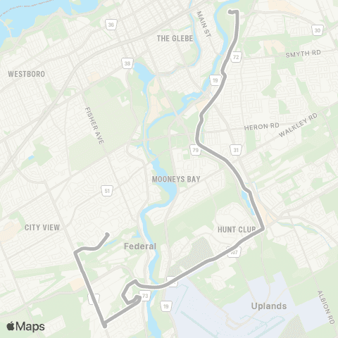 OC Transpo Omer-Deslauriers <​> Hurdman map