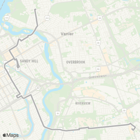 OC Transpo Immaculata H.S <​> Rockcliffe map