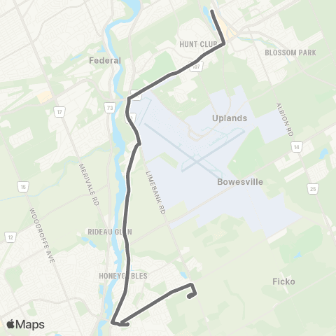 OC Transpo Limebank <​> Greenboro map