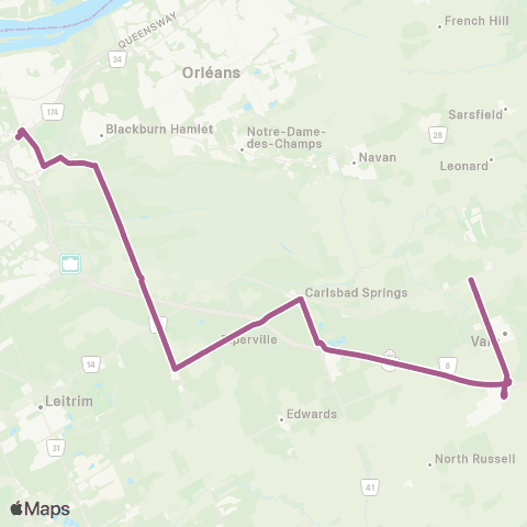 OC Transpo Blair <​> Vars map