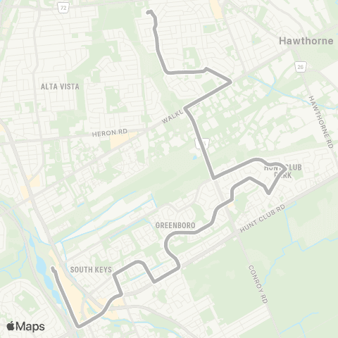 OC Transpo Hillcrest <​> Greenboro map