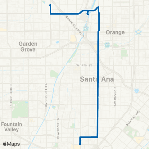 OCTA Rapid Anaheim - Costa Mesa map