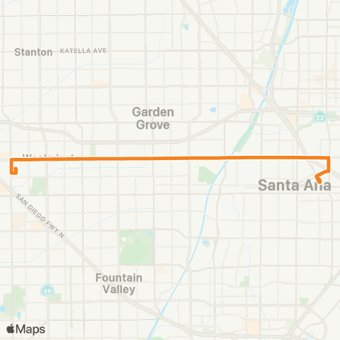 OCTA Rapid Long Beach - Santa Ana map