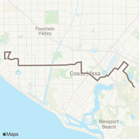 OCTA Huntington Beach - Irvine map