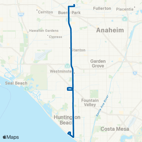 OCTA La Habra - Huntington Beach map