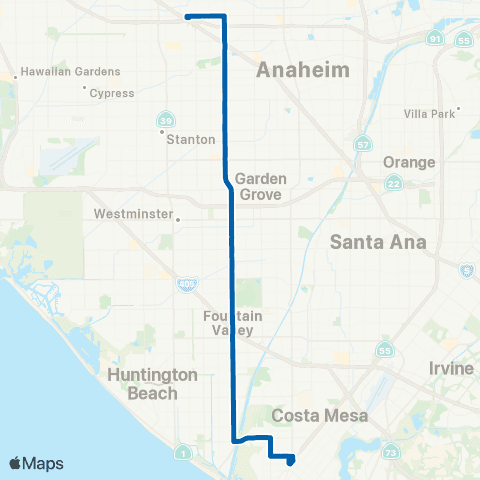 OCTA Costa Mesa - Fullerton map
