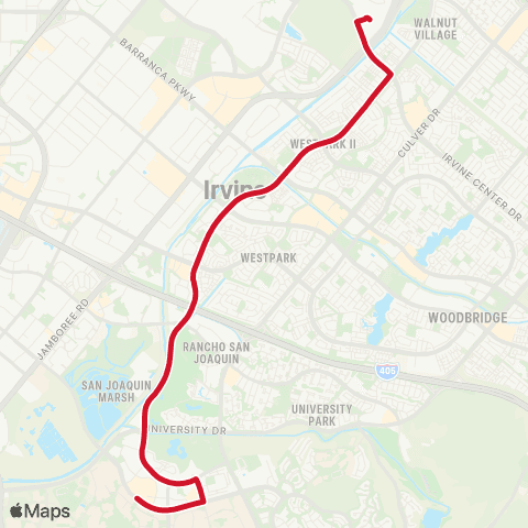 OCTA Tustin Station - U. C. Irvine map