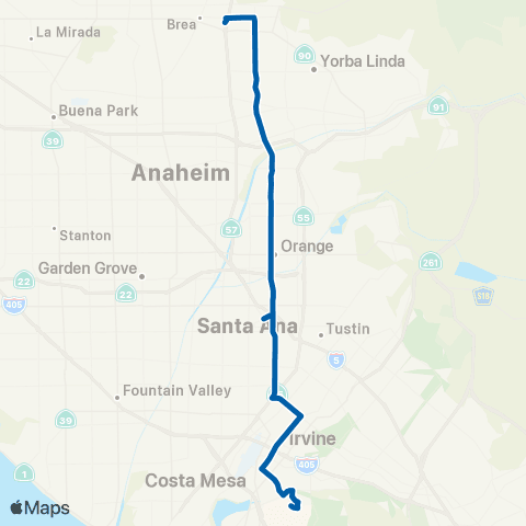 OCTA Anaheim - Irvine map