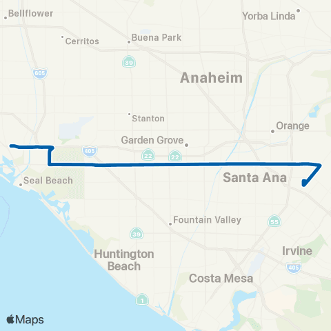 OCTA Long Beach - Tustin map