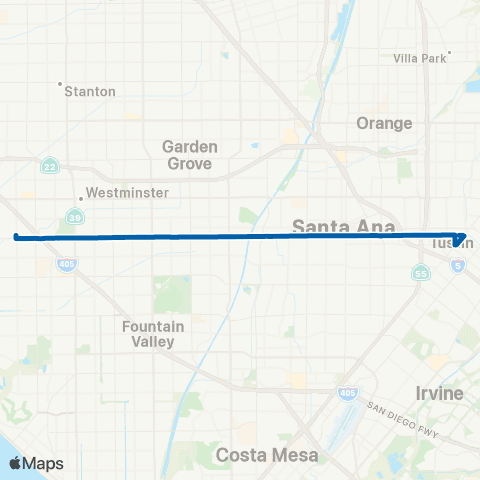 OCTA Huntington Beach - Tustin map