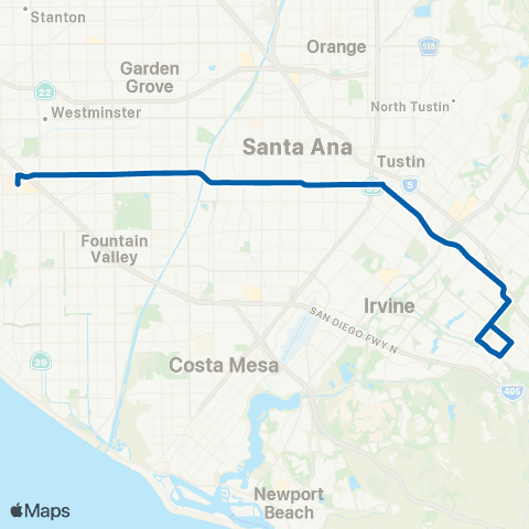 OCTA Huntington Beach - Irvine map