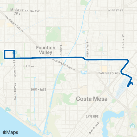 OCTA Huntington Beach - Irvine map