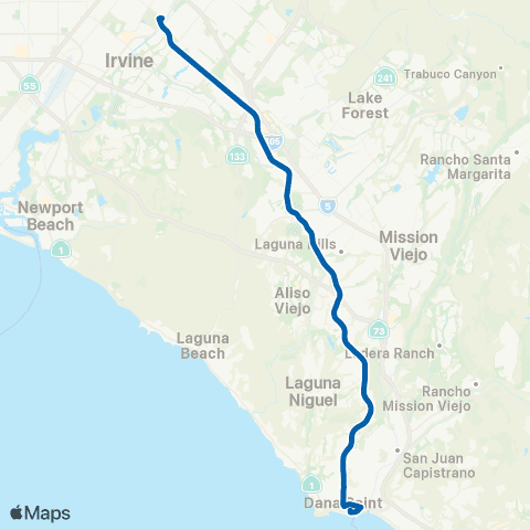 OCTA Tustin Station - Dana Point Harbor map