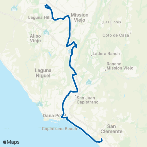 OCTA Laguna Hills - San Clemente map