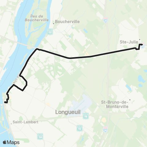 exo Sainte-Julie Express Longueuil - Cégep map