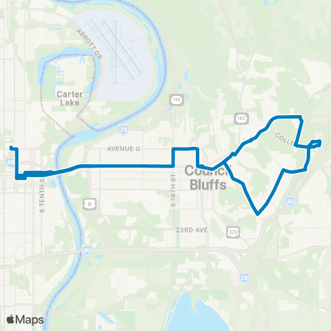 Metro Blue Route / Council Bluffs map