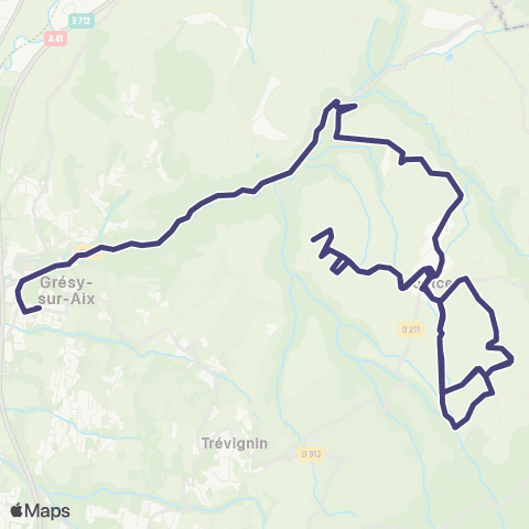 Ondéa - Lignes scolaires Les Laurents - Collège de Grésy map