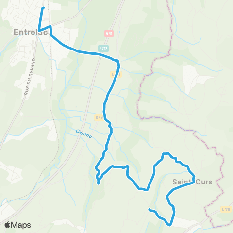 Ondéa - Lignes scolaires Remollard - Pôle d'échanges Entrelacs map