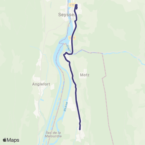 Ondéa - Lignes scolaires Serrières Chef-Lieu - Collège Seyssel map