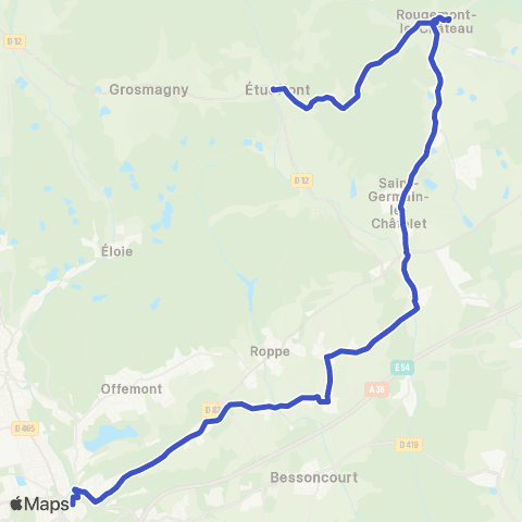 Optymo Belfort → Etueffont → Rougemont → Belfort map