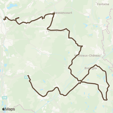 Optymo Meroux TGV - Belfort (via Bretagne) map