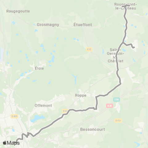 Optymo Scolaires Lycées Belfort - Ligne R map