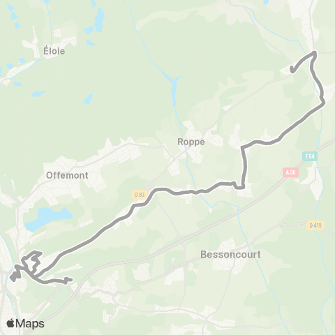 Optymo Scolaires Belfort - Vauban - Ligne V map