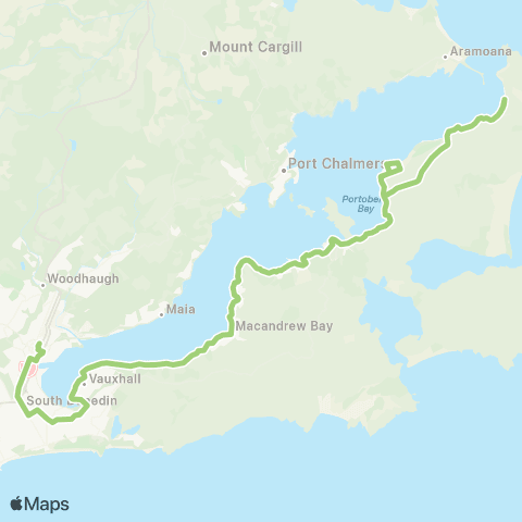 Orbus Dunedin Portobello to City map