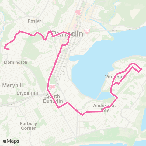 Orbus Dunedin Waverley to Belleknowes map