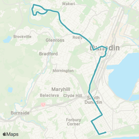 Orbus Dunedin St Kilda to Halfway Bush map